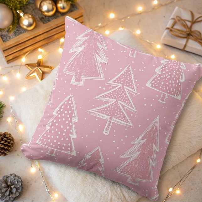 Coussin élégant moderne vacances arbres rose (Créateur téléchargé)