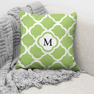 Coussin Élégant Monogram Lime Green Motif