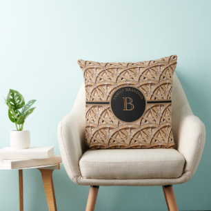 Coussin Élégant Monogramme de Maison de Campagne Rustique 
