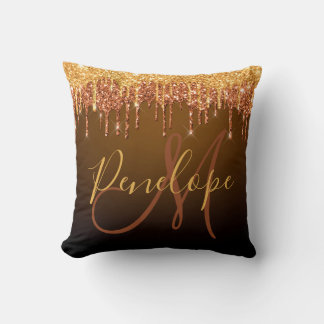 Coussin Élégant Monogramme de Parties scintillant