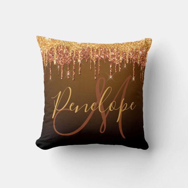 Coussin Élégant Monogramme de Parties scintillant (Recto)