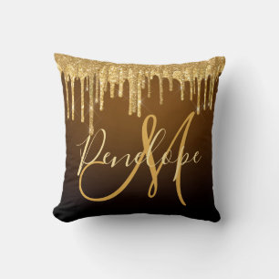 Coussin Élégant Monogramme de Parties scintillant