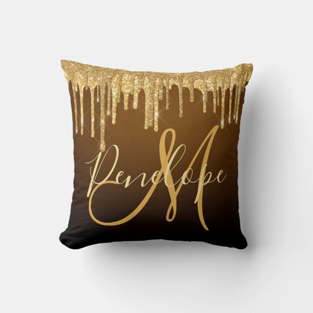 Coussin Élégant Monogramme de Parties scintillant (Recto)