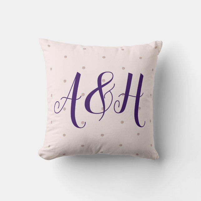 Coussin Élégant Monogramme Floral Moderne (Recto)