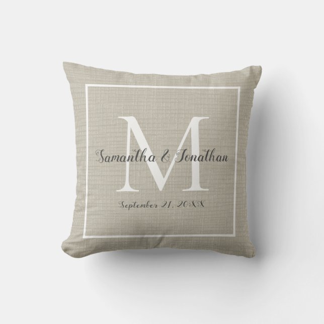 Coussin Élégant Monogramme moderne Chic Mariage Keepsaké (Recto)