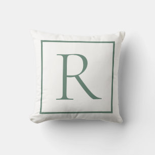 Coussin Élégant Monogramme Vert Sage