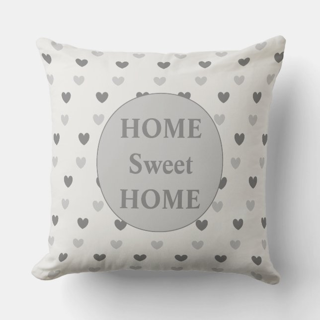Coussin Élégant motif coeur argenté et gris (Recto)