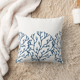 Coussin Elégant Motif de corail bleu Turquoise - thème océ