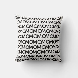 Coussin Élégant motif de maman noir sur fond blanc