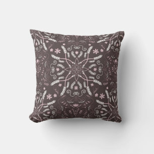 Coussin Élégant Motif de mandala botanique foncé