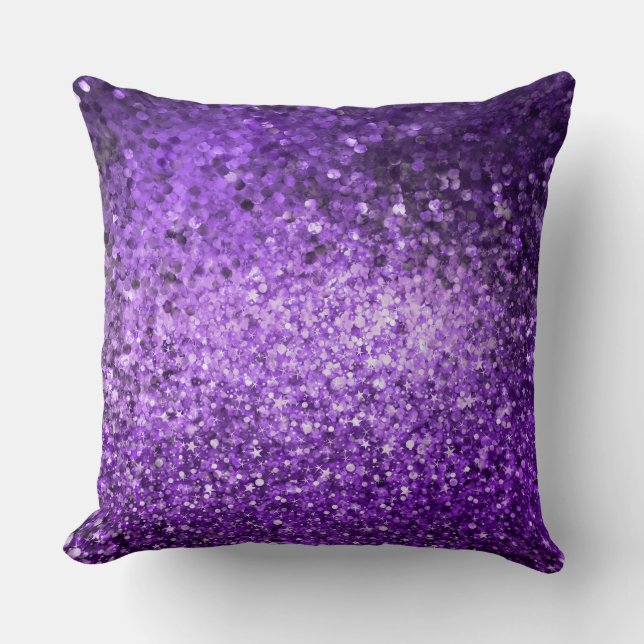 Coussin Élégant Motif de Parties scintillant violet rétro (Recto)
