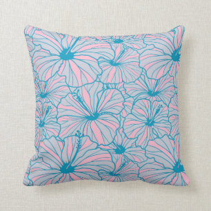 Coussin Élégant Motif d'Hibiscus bleu tropical 