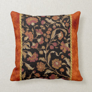 Coussin Élégant motif floral couleur rouille