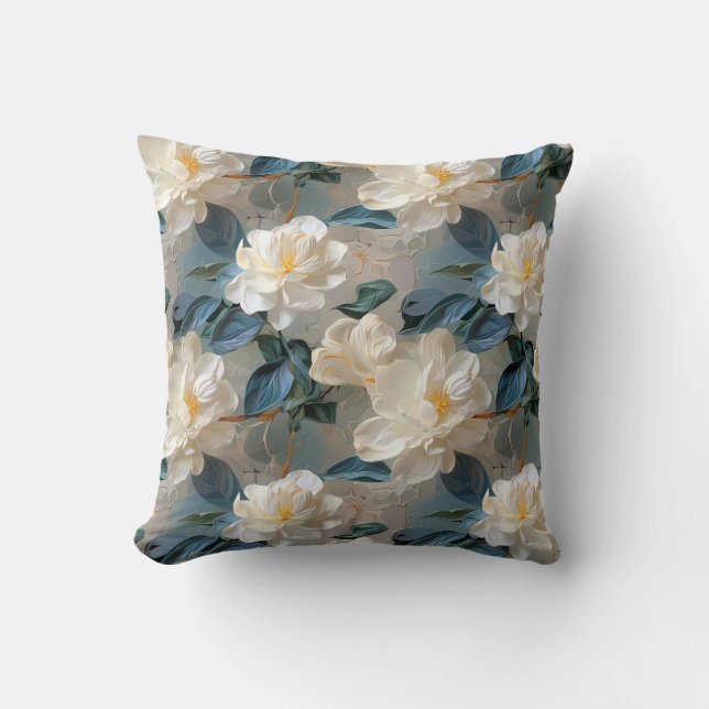 Coussin Élégant motif floral Gardenia (Recto)