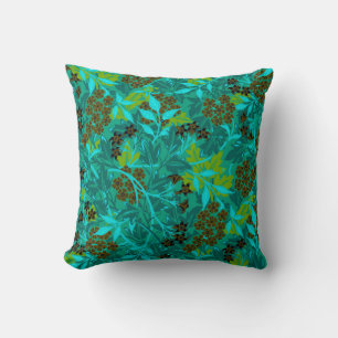 Coussin Élégant motif floral   Turquoise & Turquoise