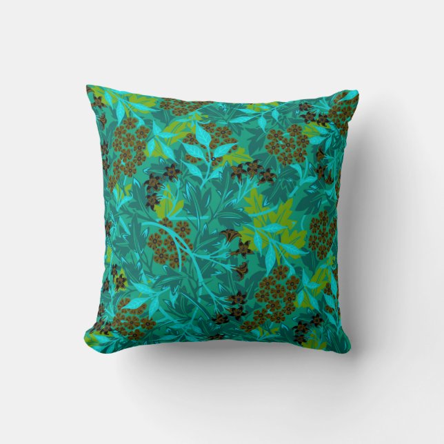 Coussin Élégant motif floral | Turquoise & Turquoise (Recto)