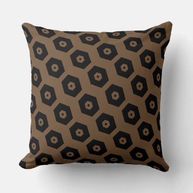 Coussin Élégant Motif géométrique Brown noir (Recto)