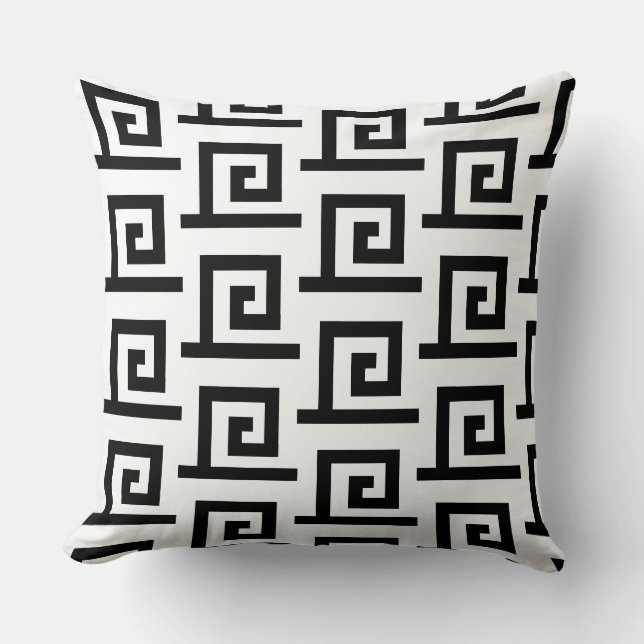 Coussin Élégant Motif géométrique noir et blanc (Recto)