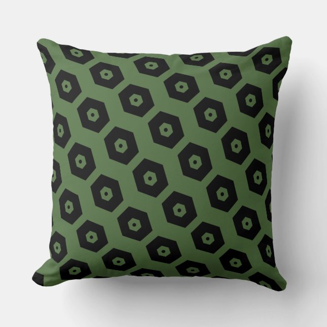 Coussin Élégant Motif géométrique vert noir (Recto)