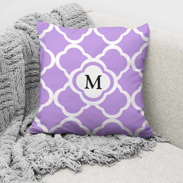Coussin Élégant Motif violet de monogramme (Créateur téléchargé)