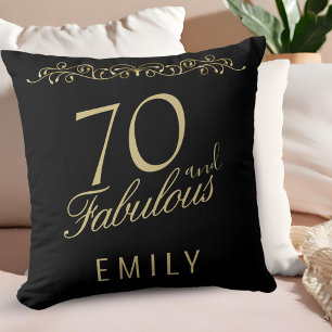 Coussin Elégant noir 70 et fabuleux ornement Anniversaire