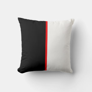 Coussin Élégant noir et blanc avec accent de ligne rouge