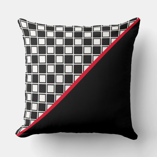 Coussin Élégant noir rouge et blanc (Recto)