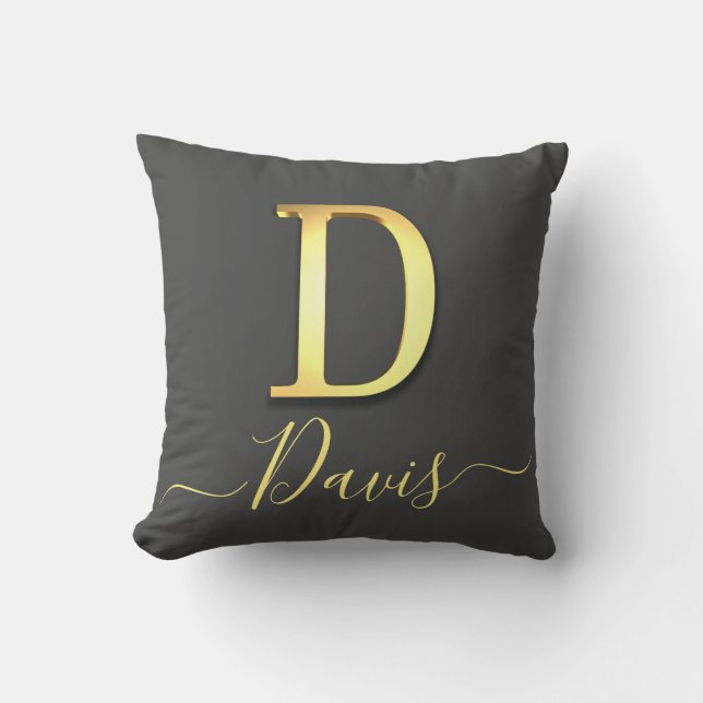 Coussin Élégant Or Personnalisé Monogramme D Nom Pilote (Recto)