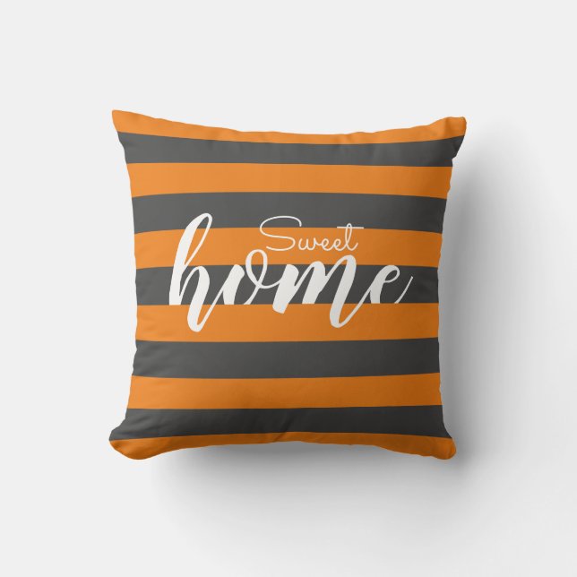 Coussin Élégant Orange Striped Motif Test Sweet Home (Recto)