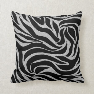 Coussin Elégant Parties scintillant noire Silver Zebra Pos