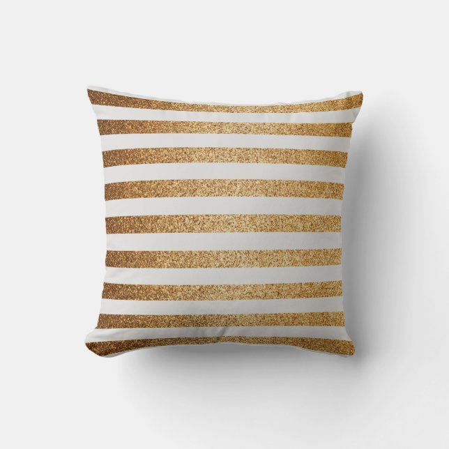 Coussin Élégant Parties scintillant or Pinstripes Motif de (Recto)