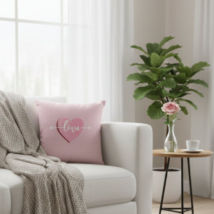 Coussin Élégant Pastel Coeur rose amour Texte Paillette or