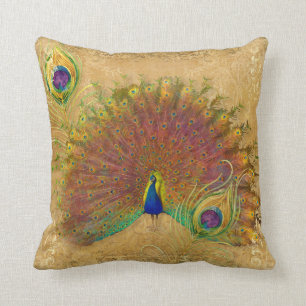 Coussin Elégant Peacock Automne automne Plumes d'huile d'