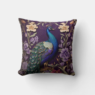 Coussin Elégant Peacock Sur Purple William Morris Inspiré