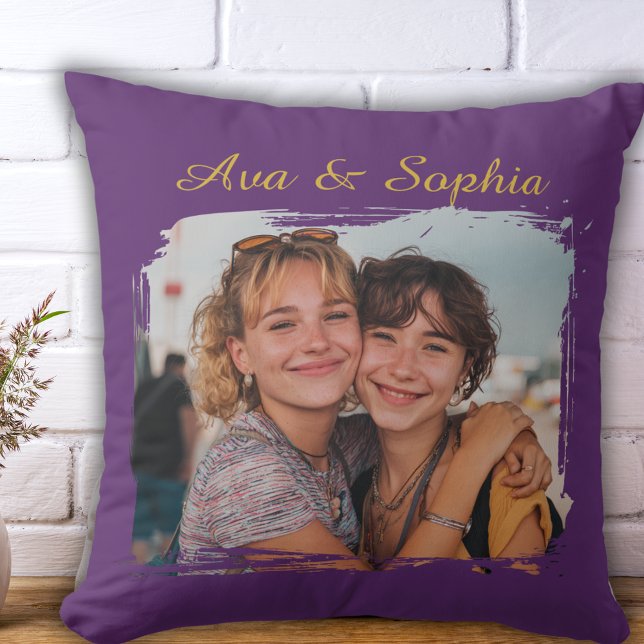 Coussin Élégant Personnalisé Meilleurs Amis | Photo de fam (Créateur téléchargé)