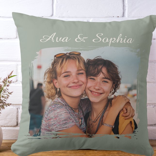 Coussin Élégant Personnalisé Meilleurs Amis | Photo de fam (Créateur téléchargé)