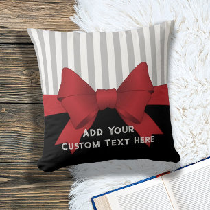 Coussin Élégant personnalisé moderne ruban rouge et bande