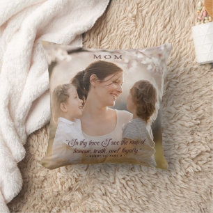 Coussin Elégant Photo Maman Citation Modern Script