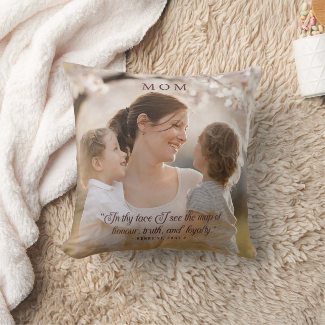 Coussin Elégant Photo Maman Citation Modern Script (Couverture)