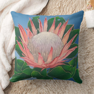 Coussin Elegant Pink King Protea | Flower Botanical Art