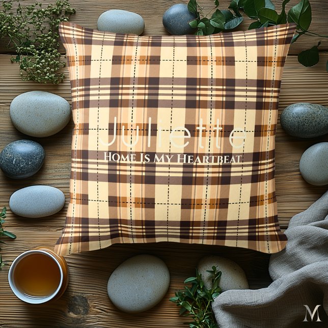 Coussin Élégant Plaqué Brown | Accentuation personnalisée  (Créateur téléchargé)