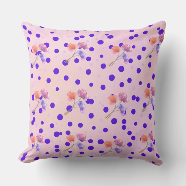 Coussin Elégant Pois et design floral Jeu d'oreiller (Recto)