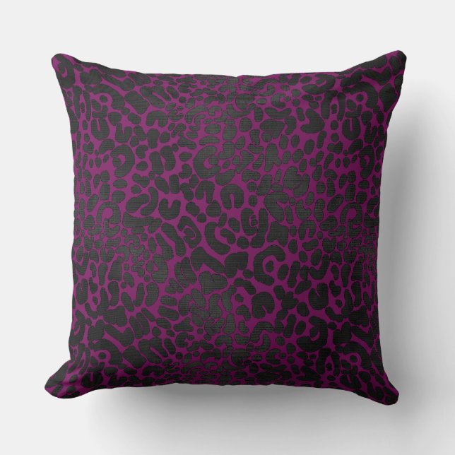 Coussin Élégant Poster de animal léopard noir sur rose (Recto)