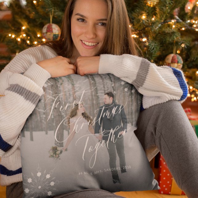 Coussin Elégant premier Noël en tant que M & Mme photo (Créateur téléchargé)