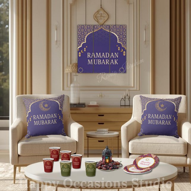 Coussin Elegant Ramadan Mubarak Throw Pillow (Créateur téléchargé)