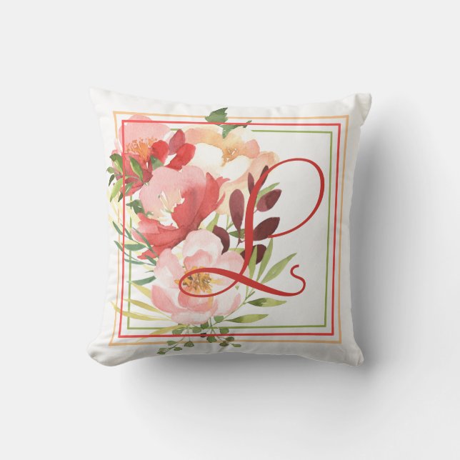 Coussin Élégant Rose d'aquarelle (Recto)