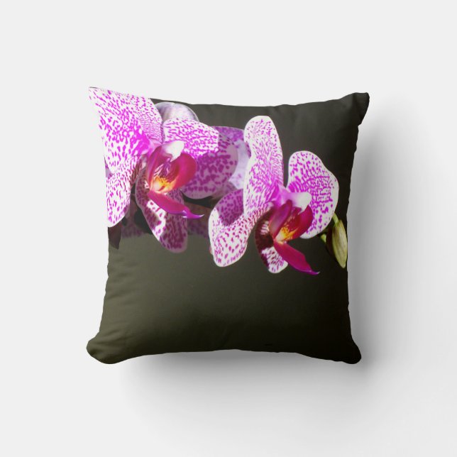 Coussin Élégant rose fleurs tropicales orchidées (Recto)