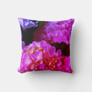 Coussin Élégant rose floral Fuchsia Pink Hydrangeas