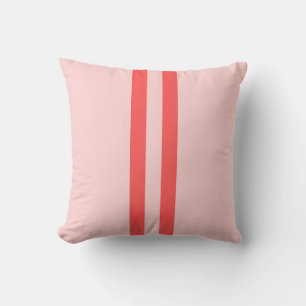 Coussin Élégant rose minimaliste avec bandes rouges