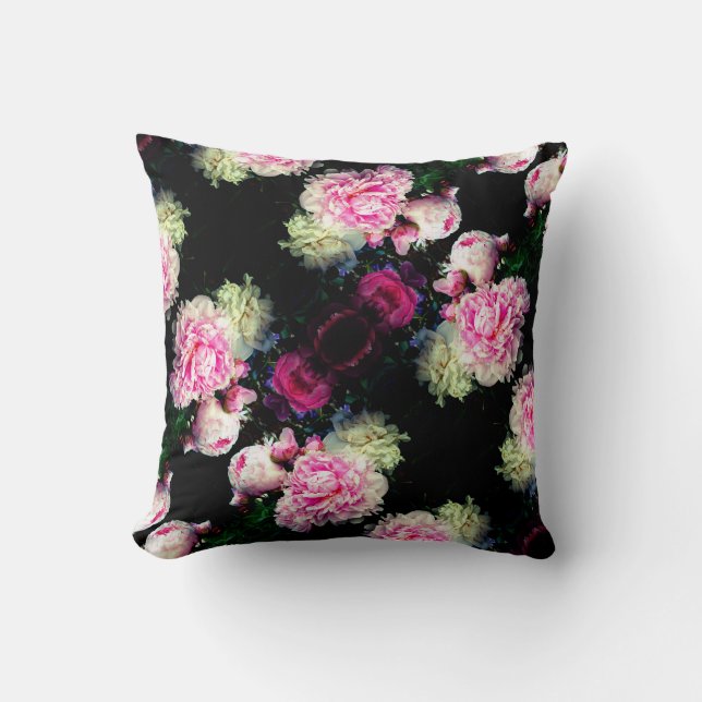 Coussin Elégant rose peony blanc floral jardin photo (Recto)